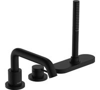 hansgrohe Tecturis S - 3-Hole Rim Mounted Bath tap for 2 Functions, Bath Mixer tap with Shower Head, Shower Hose 1,25m, Shower Head Holder and Hose Box (sBox) Bathroom Tup tap, matt Black, 73447670