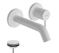 hansgrohe Tecturis S - Bathroom tap Wall-Mounted for Concealed Installation, Bathroom Sink Water tap with spout 16,5cm, Bathroom Mixer tap Water-Saving (EcoSmart+), matt White, 73350700