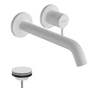 hansgrohe Tecturis S - Bathroom tap Wall-Mounted for Concealed Installation, Bathroom Sink Water tap with spout 22,5cm, Bathroom Mixer tap Water-Saving (EcoSmart+), matt White, 73351700