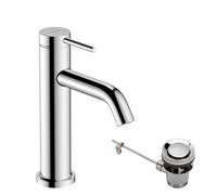 hansgrohe Tecturis S - Bathroom tap with pop-up Waste Set, Energy-Saving (CoolStart), Bathroom Sink Water tap with spout Height 110mm, Bathroom Mixer tap Water-Saving (EcoSmart+), Chrome, 73314000
