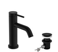 Single Hole Mixer Tap Hansgrohe Tecturis S CoolStart waste puller Start/Stop 80mm Black Mat