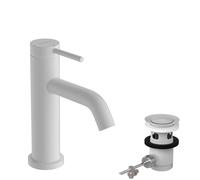 hansgrohe Tecturis S - Bathroom tap with pop-up Waste Set, Energy-Saving (CoolStart), Bathroom Sink Water tap with spout Height 80mm, Bathroom Mixer tap Water-Saving (EcoSmart+), matt White, 73302700