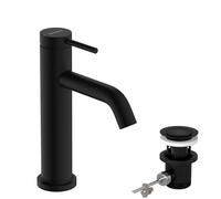 Single Hole Mixer Tap Hansgrohe Tecturis S CoolStart waste puller Start/Stop 110mm Black Mat