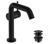 Single Hole Mixer Tap Hansgrohe Tecturis S Fine CoolStart PushOpen waste Start/Stop 150mm Black Mat