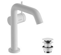 Single Hole Mixer Tap Hansgrohe Tecturis S Fine CoolStart PushOpen waste Start/Stop 150mm White Matt