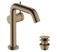 Single Hole Mixer Tap Hansgrohe Tecturis S Fine CoolStart PushOpen waste Start/Stop 150mm Brushed bronze