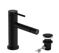 Single Hole Mixer Tap Hansgrohe Tecturis S waste puller 140mm Black Mat