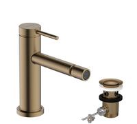 Single Hole Mixer Tap Hansgrohe Tecturis S waste puller 140mm Brushed bronze