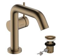 Single Hole Mixer Tap Hansgrohe Tecturis S Fine CoolStart popup waste Start/Stop 110mm Brushed bronze