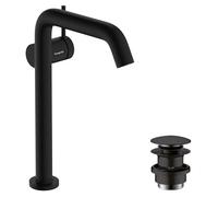 hansgrohe Tecturis S Fine - Bathroom Sink Water tap with Push-Open Waste, Energy-Saving (CoolStart), Swivel spout, Bathroom Mixer tap with spout 240mm, Water-Saving (EcoSmart+), matt Black, 73370670