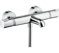 hansgrohe thermostatic bath mixer for exposed installation Ecostat Comfort, bath thermostat for 2 functions, chrome, 13114000