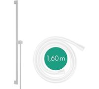 hansgrohe Unica S Puro Shower Rail 90 cm with Isiflex 160 cm Shower Hose and Easy Slide Shower Head Mount, Matt White
