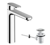 Tall Basin Tap Hansgrohe Vernis Blend with drain set 133x49x284mm Chrome