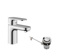 Small Basin Taps Hansgrohe Vernis Blend with metal drain set Chrome