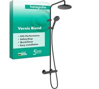 Shower Column Hansgrohe Vernis Blend 200, thermostatic mixer, 1 jet 528x277x1130mm Black Mat