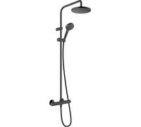 hansgrohe Vernis Blend Shower System 200 1 Spray Water-Saving with thermostat, matt black, 26089670