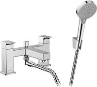 hansgrohe Vernis Shape 2-hole rim mounted bath mixer with diverter valve and Vernis Blend hand shower Vario, chrome, 71462000