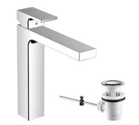 Tall Basin Tap Hansgrohe Vernis Shape with drain set 132x44x287mm Chrome
