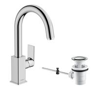 Tall Basin Tap Hansgrohe Vernis Shape with swivel spout and pop-up waste 205x50x315mm Chrome