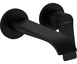 hansgrohe Vivenis - bathroom tap conceiled for wall mounting with waste set, bathroom sink tap with spout length 67 mm, basin mixer tap water-saving (EcoSmart), matt black, 75050670