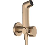 hansgrohe Water Hand Shower S with 1 Water Saving Jet (EcoSmart), incl. Stopper Tap, Shower Head Holder and Shower Hose 1.25 m, for Hot Water, Brushed Bronze, 29232140
