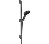 Hansgrohe Water-Saving Shower Set Pulsify Select S, Shower Head (EcoSmart) with Shower Rail 65 cm, Shower Hose, Shower Holder, Hand Shower with 3 Sprays (Relaxation), Matt Black, 24161670
