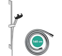 Hansgrohe Water-Saving Shower Set Pulsify Select S, Shower Head (EcoSmart) with Shower Rail 65 cm, Shower Hose, Shower Holder, Hand Shower with 3 Sprays (Relaxation), Chrome, 24161000