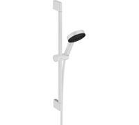 Hansgrohe Water-Saving Shower Set Pulsify Select S, Shower Head (EcoSmart) with Shower Rail 65 cm, Shower Hose, Shower Holder, Hand Shower with 3 Sprays (Relaxation), Matt White, 24161700
