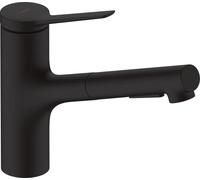 hansgrohe Zesis M33 Kitchen Tap 150, pull-out spray, 2 Sprays, matt black, 74800670