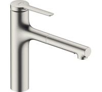 hansgrohe Zesis M33 Kitchen Tap 160, pull-out spray, 2 Sprays, stainless steel finish, 74801800