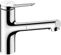 hansgrohe Zesis M33 - Kitchen tap with Metal Pull-Out Spray, with Hose Box (sBox), 2 Sprays, Kitchen Mixer Sink tap with spout Height 150mm, Kitchen tap Mixer with Swivel spout, Chrome, 74821000