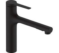 hansgrohe Zesis M33 Kitchen Tap 160, pull-out spray, 2 Sprays, matt black, 74801670