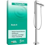 hansgrohe Zesis S - Bath tap Floor-Standing for 2 Functions with Shower Hose 1.25m and showerhead (2 Sprays), Bath Mixer tap, Chrome, 74445000