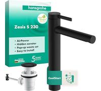 Tall Basin Tap Hansgrohe Zesis S 230, CoolStart, pop-up waste-set Black Mat 74730670