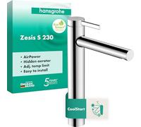 Tall Basin Tap Hansgrohe Zesis S 230, CoolStart, Without waste-set Chrome 74731000