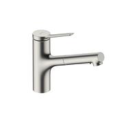 hansgrohe Zesis Stainless Steel Single-Handle Kitchen Faucet, Kitchen Faucets with Pull Out Sprayer, Faucet for Kitchen Sink, Stainless Steel Optic 74810801