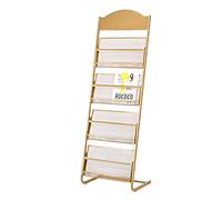 HANSHAN Magazine Rack，Metal Pocket Brochure Literature Catelog Holder Rack Stand Tradeshow Display 3 Color 18 × 14 × 56 Inch (Color : Gold)