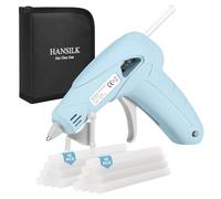 HANSILK Cordless Hot Glue Gun Mini Hot Glue Gun USB Rechargeable 2200mAh 90-Minute Working Time 20pcs Glue Sticks(7x100mm) for Handmade DIY/Crafting/Packaging/Repairs Blue