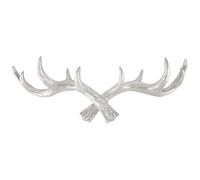 Hansmeier Antler Coat Rack Coat Hook - Silver - 49 cm - Home Deco Stag Horn - Multipurpose Hook and Wall Decoration - High Load Capacity (Silver)