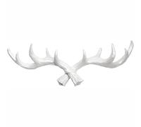 Hansmeier Deer Stag Coat Rack - White - 49 cm - Home Deco Antler Horn - Multipurpose hook and wall decoration - High load capacity