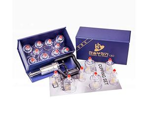 Hansol Professional Cupping Therapy Equipment Set with Pumping Handle 10 Cups & English Manual (Made in Korea)