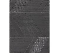 HanSom Rugs Black & Grey Geometric Rug with Plush Soft Pile for Bedroom and Living Room in Small size 150 x 200 cm