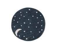 HanSom Rugs Blue & White Geometric Kids Rug with Plush Soft Pile for Children's Room in Round size 100 x 100 cm