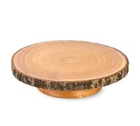 Hanson and Bennett Rustic Wood Cake Stand - Easy to Clean Wood Slice - Large 10-12 inch Wooden Cake Stand Rustic - Wedding Tree Trunk Cake Stand - Beautiful Farmhouse Tree Stump - Cake Display Stand
