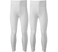 HANSON AND LANGFORD Mens Pyjamas - Pack of 2 Thermal Underwear Mens Long Johns for Men Warm Underwear Leggings Base Layer Thermals Cotton Trousers Body Warmer for Men Joggers Bottoms (M, White)