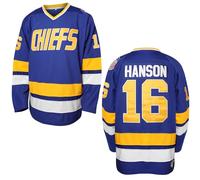 Hanson Brothers Hockey Jersey 16 Charlestown Chiefs 17 Jeff Slap Shot 18 Movie Hockey Jersey Blue White S-3XL (16 Blue, Medium), Blue, Medium
