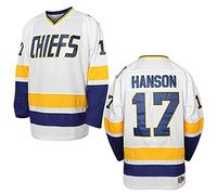 Hanson Brothers Hockey Jersey 16 Charlestown Chiefs 17 Jeff Slap Shot 18 Movie Hockey Jersey Blue White S-3XL, 17 Hanson White, Large