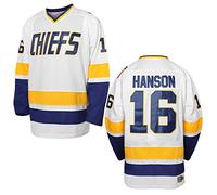 Hanson Brothers Hockey Jersey 16 Charlestown Chiefs 17 Jeff Slap Shot 18 Movie Hockey Jersey Blue White S-3XL, 16 Hanson White, Medium