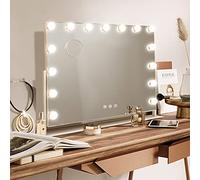 Hansong Hollywood Vanity Mirror with Lights 360 Degree Rotation Dressing Table Mirror with 15 LED Bulbs and 10X Magnification Touch Screen Large Makeup Mirror for Bedroom and Dressing Room