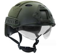 HANSTRONG GEAR Airsoft Tactical Military Style SWAT Combat PJ Type Fast Helmet with Goggles for CQB Shooting Paintball(OD)